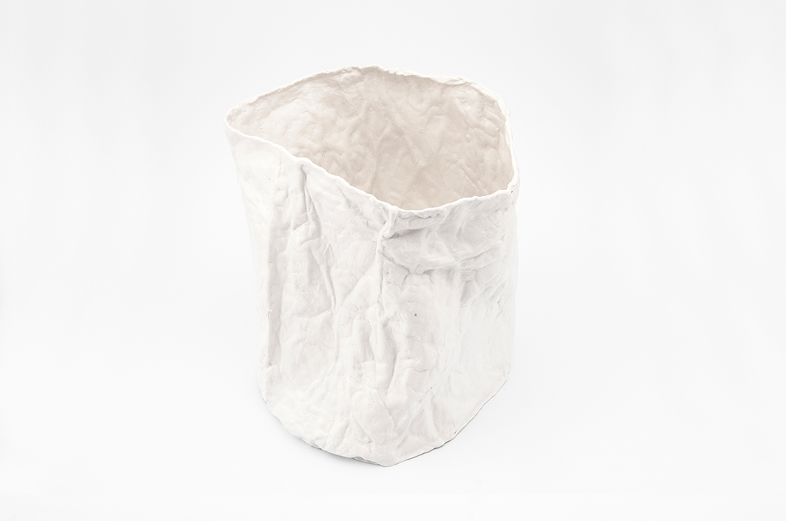 vaso sacco ceramica bianca